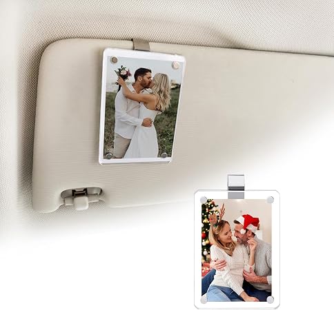 Gift for Boyfriend Husband Girlfriend Dad Car Decorations Interior Picture Holder, Car Visor Photo Clip Magnetic Frame F