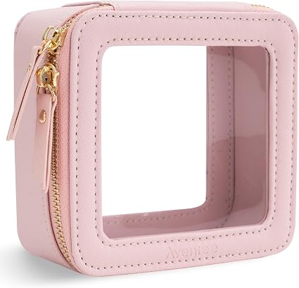 Aveniee Small Clear Makeup Bag,Mini Travel Toiletry Organizer TSA Approved,Waterproof Cosmetic Case with Zipper,Cute Car