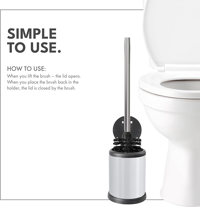 ToiletTree Products Toilet Brush with Lid (White 2 Pack)