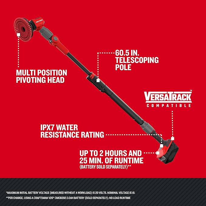 CRAFTSMAN V20 Cordless 2-in-1 Power Scrubber, Multi-Purpose, Bare Tool Only (CMCPS520B)