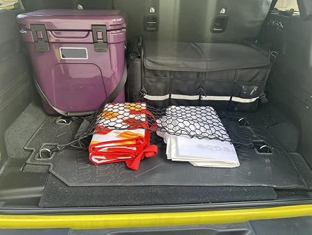 Rear Trunk Organizer Cargo Net for Jeep Wrangler 2007-2026 — Floor Style Cargo Net for SUV — Premium Mesh Car Trunk Orga