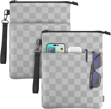 Book Sleeves with Zipper, Travel Book Protector Pouch for Paperbacks & Hardcover Books, Book Covers Bags Carry Case/Fron