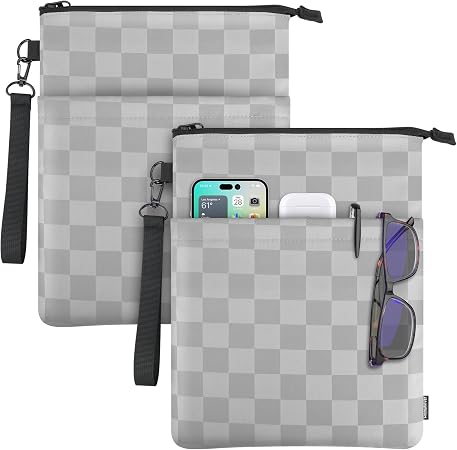 Book Sleeves with Zipper, Travel Book Protector Pouch for Paperbacks & Hardcover Books, Book Covers Bags Carry Case/Fron