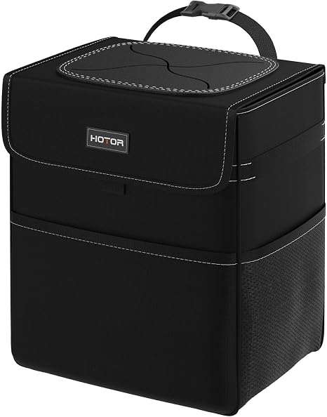 HOTOR Car Trash Can, Leak-Proof Car Organizer, Black, 3.5-Gallon