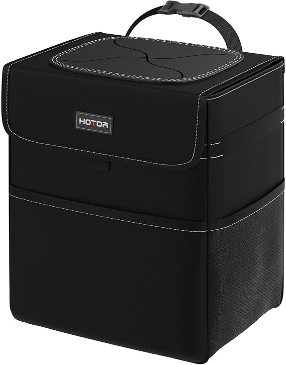 HOTOR Car Trash Can, Leak-Proof Car Organizer, Black, 3.5-Gallon