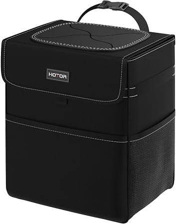 HOTOR Car Trash Can, Leak-Proof Car Organizer, Black, 3.5-Gallon
