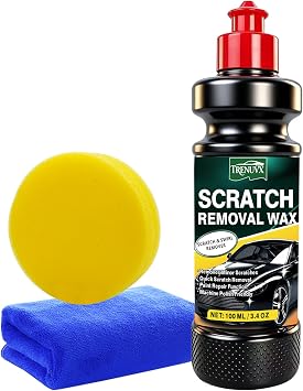 Car Scratch Remover for Vehicles, Car Scratch Repair Kit with Scratch Removal Wax, Rubbing Compound & Polishing Pad, Rem