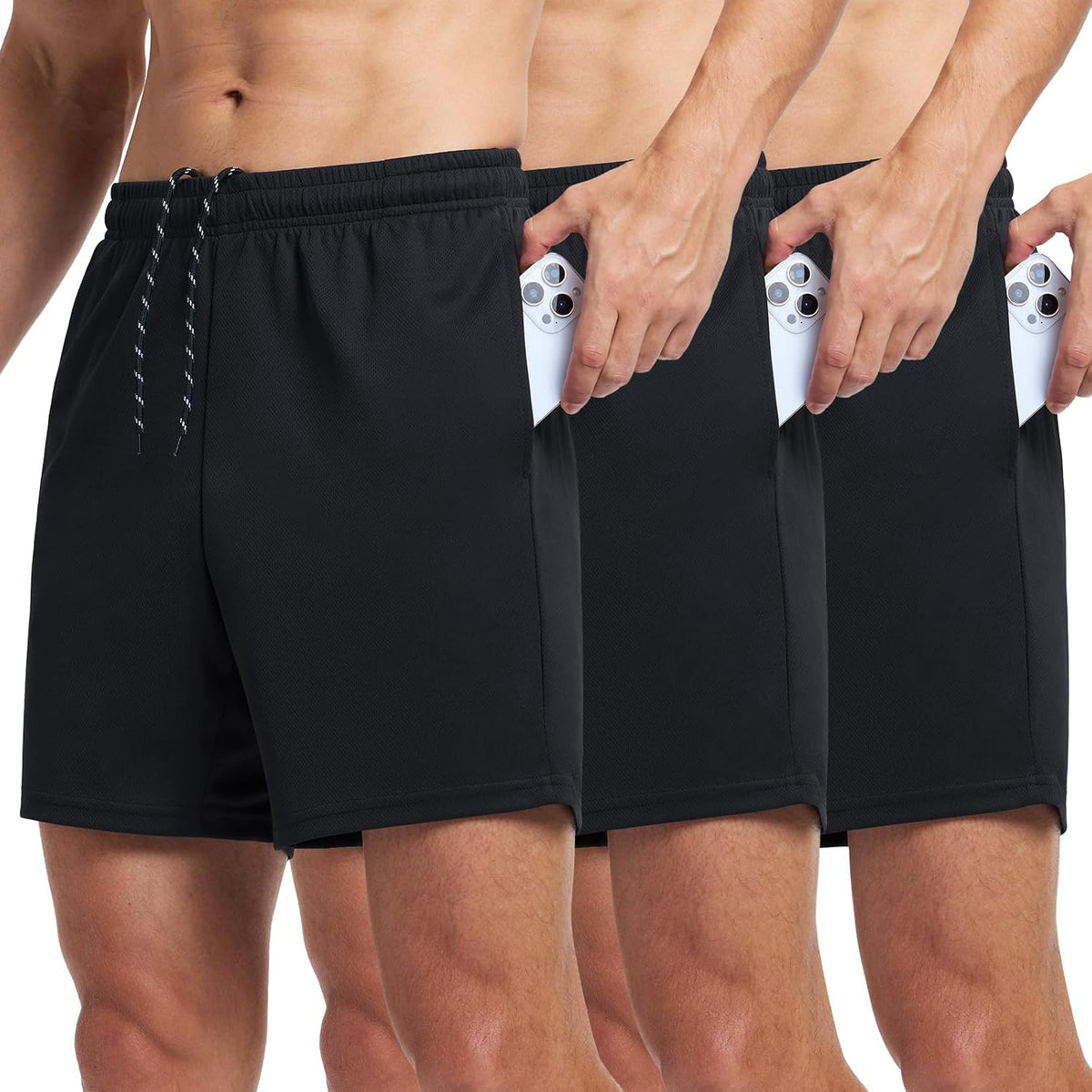 3 Pack Men's Athletic Shorts 7 Inch Quick Dry Workout Gym Shorts Lightweight Sports Running Short for Men with Pockets