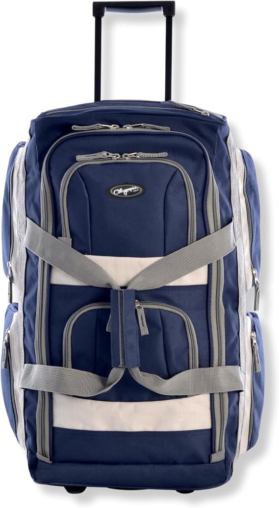 Olympia U.S.A. 22 inch Carry On 8 Pockets Wheeled Rolling Duffel Bag Water Resistant Luggage Lightweight Travel Suitcase