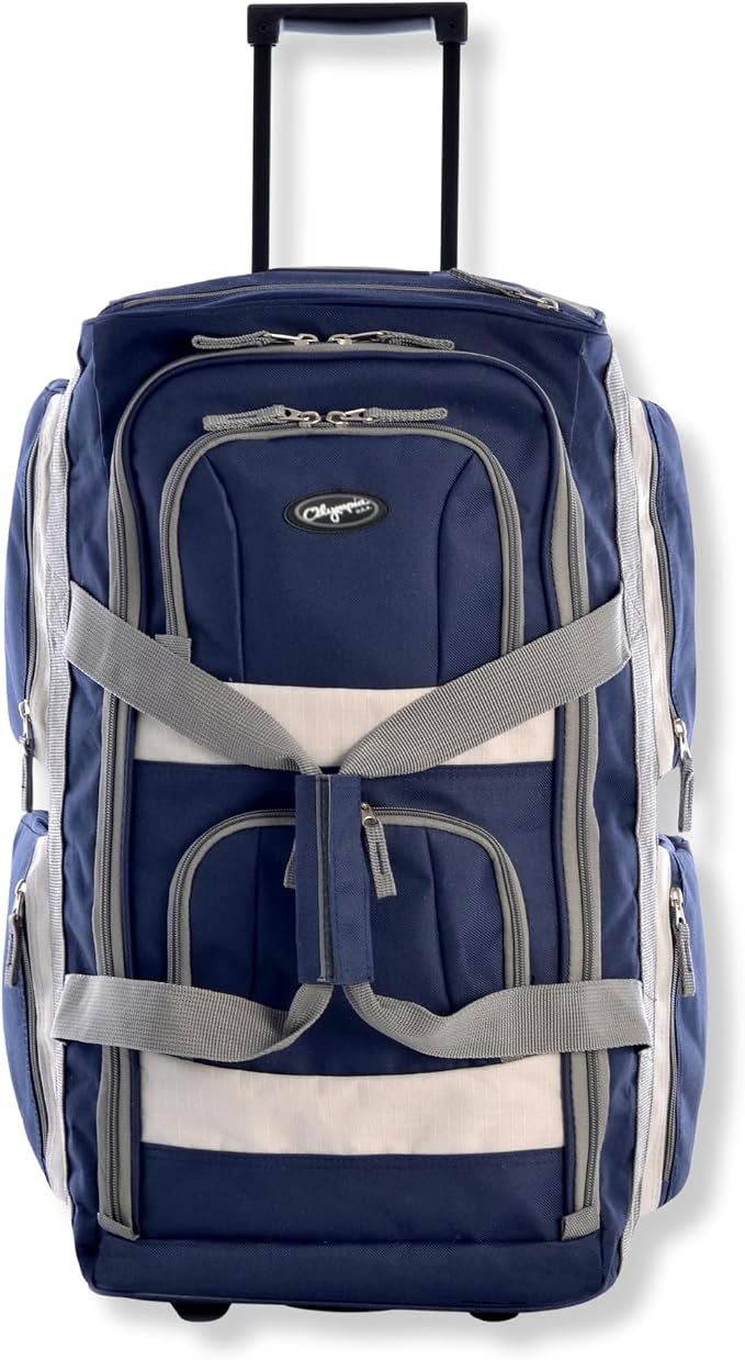 Olympia U.S.A. 22 inch Carry On 8 Pockets Wheeled Rolling Duffel Bag Water Resistant Luggage Lightweight Travel Suitcase
