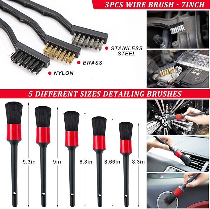 39Pcs Car Wash Cleaning Kit with Foam Gun Sprayer Detailing Brushes Collapsible Bucket Windshield Cleaning Tool Tire Brush Towels Complete Interior Exterior Detailing Set for Car