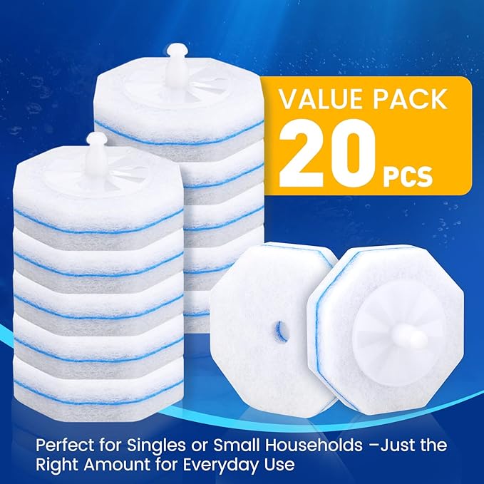 Toilet Cleaner Refill Pads, Disposable Toilet Bowl Cleaner Refill for Toilet Cleaner Wand, Single-Use Hygienic Scrubber Heads, 20 Count