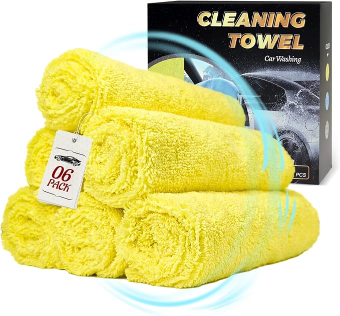 Car Wash Towels 16x16 - Microfiber, Yellow 6-Pack