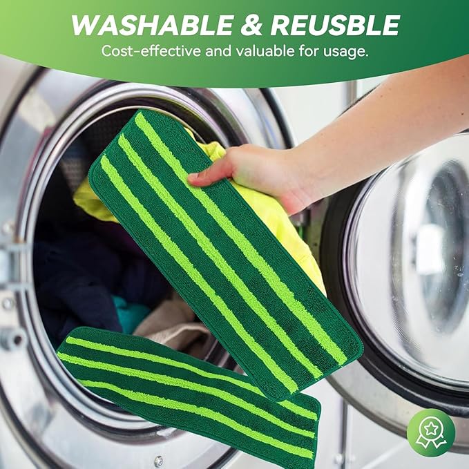 Mop Head Replacement for Libman Freedom Spray Mop - Washable Reusable Wet & Dry Cleaning - Microfiber Spray Mop Pads Refill for Multi-Surface Floor -12 Pack (Green）