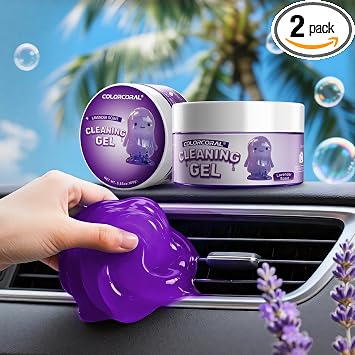 ColorCoral Car Cleaning Gel Lavender Reusable Dust Cleaning Putty 2 Pack