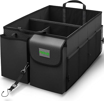 DRIVE - Car Trunk Organizer - Collapsible, Multi-Compartment Automotive SUV Car Organizer for Storage w/Adjustable Strap