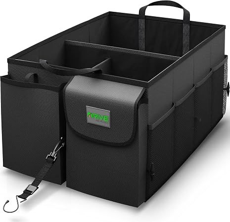 DRIVE - Car Trunk Organizer - Collapsible, Multi-Compartment Automotive SUV Car Organizer for Storage w/Adjustable Strap
