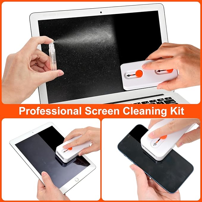 Keyboard Cleaner Laptop Cleaning Kit, Keyboard Cleaning Kit with Retractable Keyboard Brush and Multi-Function Cleaning Pen for MacBook iPad iPhone, Tablet, PC, Camera Lens, Phone, PC Monitor