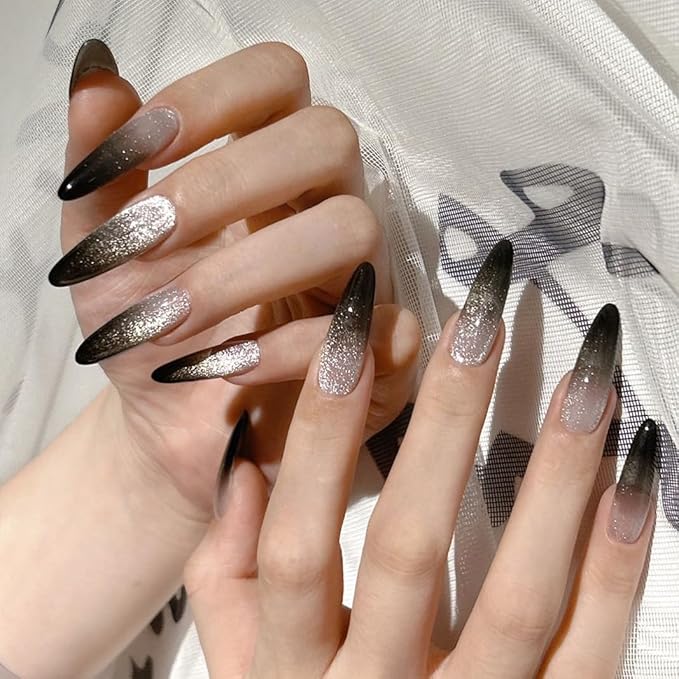 Nail Polish Strips, 32PCS Salon Quality Wraps, Long Lasting Gel Nail Stickers for Women Easy Apply& Remove (Galaxy Black)