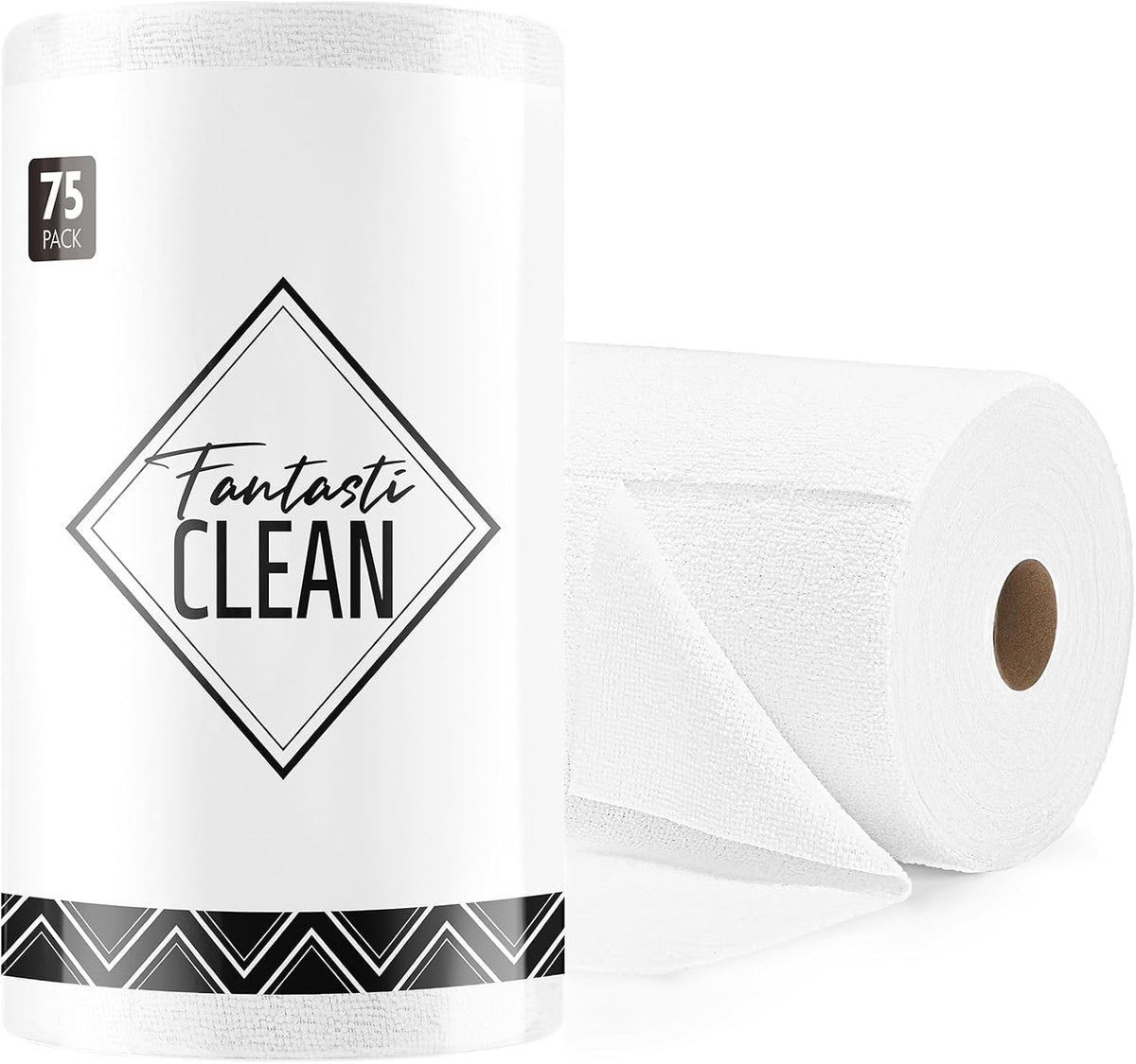 Microfiber Cleaning Cloth Roll- 75 Sheets, 12" x 12" (White)