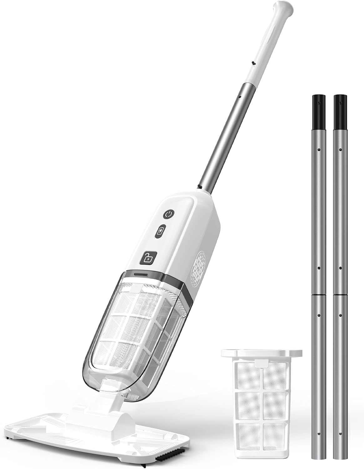 2026 Upgrade Cordless Handheld Pool Vacuum,Pool Vacuum for Above and Inground Pool,Rechargeable Pool Cleaner with Extention Pole,Up to 70-Min Runtime,Ideal for Leaves,Debris,Spas,Hot Tubs,White