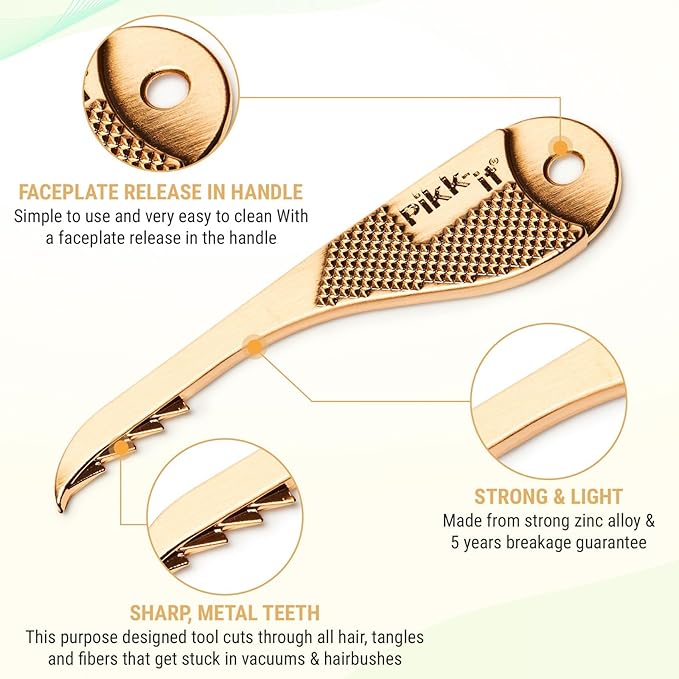 Pikk-it Vacuum Hair Brush Cleaner Tool – Removes Tangled Hair from Vacuums & Hairbrushes | Pet & Human Hair Removal Comb Rake | Improves Vacuum Cleaning Power (Single/Twin Pack) (1)