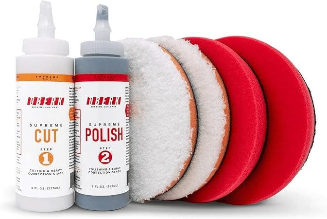 Oberk 2-Step Polish Compound Single Car Kit - 5" Pads & Compounds (8 oz)