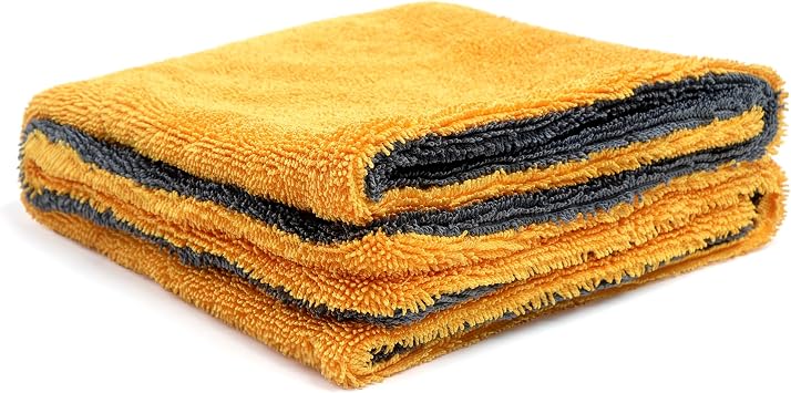 Greenfound 1000GSM Car Drying Towel 18"x24", Edgeless Double Twist Pile, Ultra Absorbent Microfiber Towel, Scratch-Free 