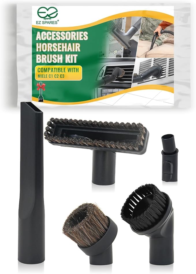 EZ SPARES Replacement for Mie C1 C2 C3, Vacuum Cleaner Brush, Horsehair Brush Kit,Crevice Tool Kits Accessories For Miele Parquett Twister SBB Attachment