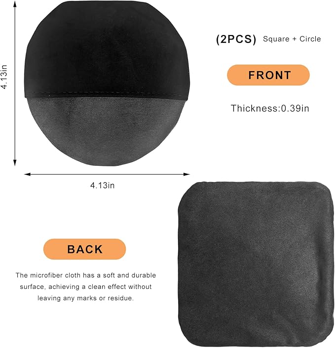 2 PCS Car Screen Cleaner, Square Microfiber Cloth Non-Scratch Auto Touchscreen Cleaning Wipes, Foldable Touch Screen Pad Universal Cleaning Tool for Vehicle Dashboard Display (Square+Round)