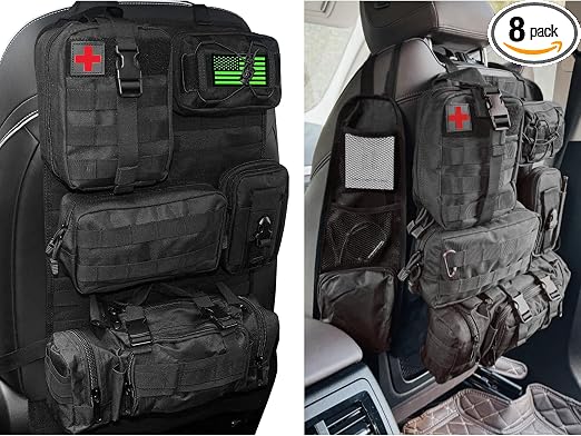 7 PACK Tactical Seat back organizer Truck organizer With 6 Detachable Pouches Universal For Car Truck Ford Jeep Military
