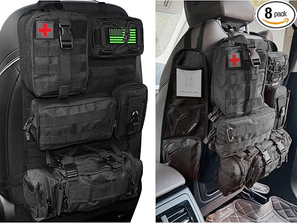 7 PACK Tactical Seat back organizer Truck organizer With 6 Detachable Pouches Universal For Car Truck Ford Jeep Military
