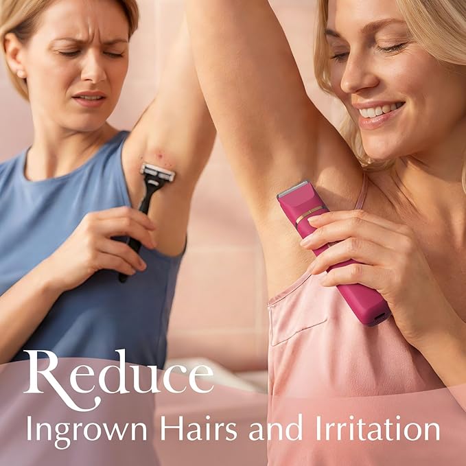 Electric Bikini Trimmer for Women - Waterproof Pubic Hair Trimmer & Facial Shaver, Rechargeable Cordless Electric Razor with Ceramic Blades, IPX7 Shower-Safe for Sensitive Skin, Gifts for Women