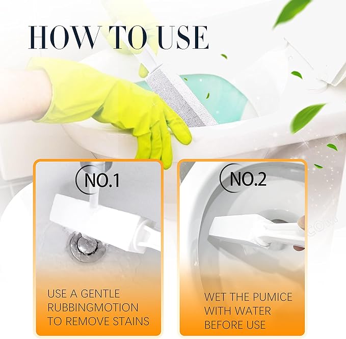 Kadden 2 Pack Toilet Cleaner Hard Water Build up Remover with Ergonomic Handle, Pumice Stone Cleanning Tool Stain Hard Water Ring Cleaner for Toilet, Pool, Bathroom, Sink