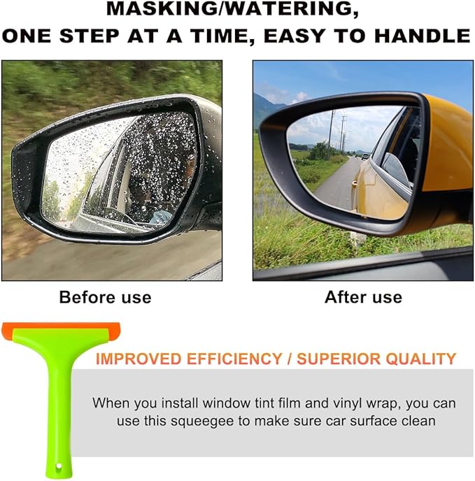 KVAEY Small Silicone Window Squeegee, 5.9 Inch Car Windshield Water Blade Squeegee with Non-Slip Handle, All-Purpose Cleaning Squeegee for Car Windshield, Window, Mirror (Light Green)