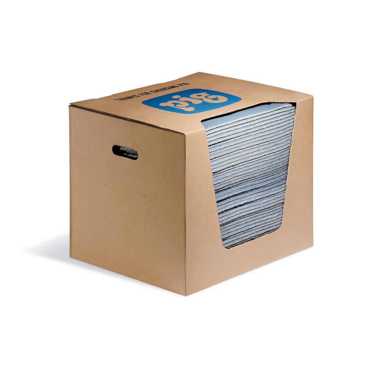 Super Absorbent Mat Pads in Dispenser Box | 50 Oil Spill Mats | 15" x 19" Perforated Pads | Each Pad Absorbs 43 oz | Total Absorbency is 17 Gallons | Heavyweight | PMB30127