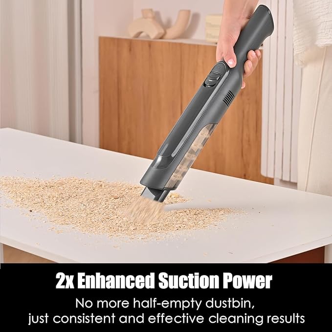 Handheld Vacuum Cordless, Lightweight 1.4lb with Powerful Suction, Charging Dock, Single Touch Empty and Detachable Dust Cup, Portable Mini Car Vac for Home Office and Pet Hair (Premium Grey)