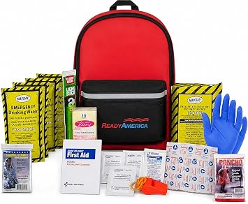 Ready America 70180 72 Hour Emergency Kit, 1-Person, 3-Day Backpack, Includes First Aid Kit, Survival Blanket, Emergency