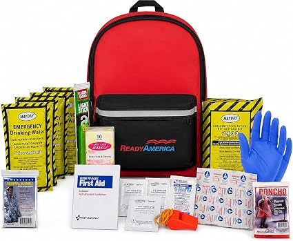 Ready America 70180 72 Hour Emergency Kit, 1-Person, 3-Day Backpack, Includes First Aid Kit, Survival Blanket, Emergency