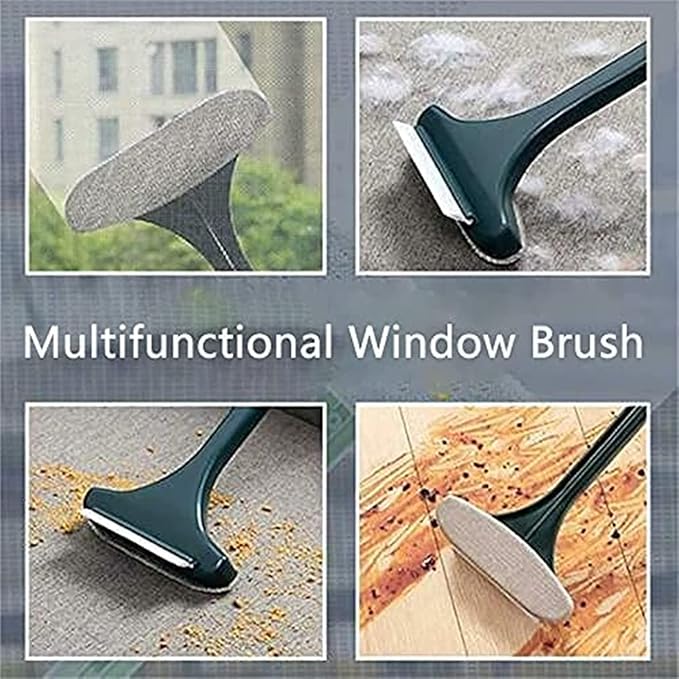 Multifunctional Screen Brush ，2 in 1 Window Cleaner Brush，Extendable Window Cleaning Tool Multifunctional Screen Brush Wet and Dry Glass Cleaning Brush (Green + White)