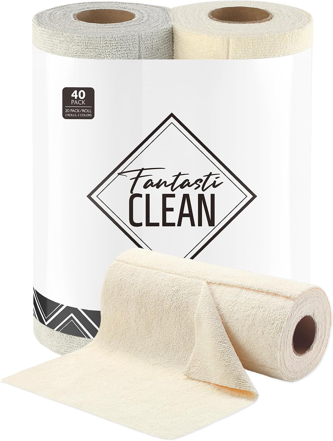 Kitchen Towels Roll, 40 Sheets, 10''x 10'' (Beige, Grayish)