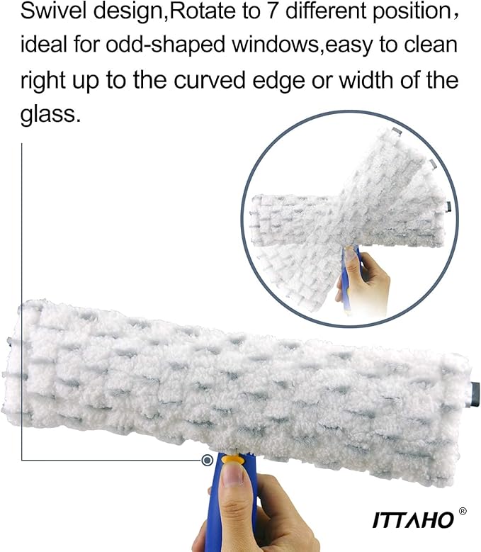 60" Window Squeegee Cleaner 2 in 1 Window Cleaning Tool Kit Window Washing Kit with Extension Pole for Shower Glass, Indoor/Outdoor High Window Cleaning-Two Pads