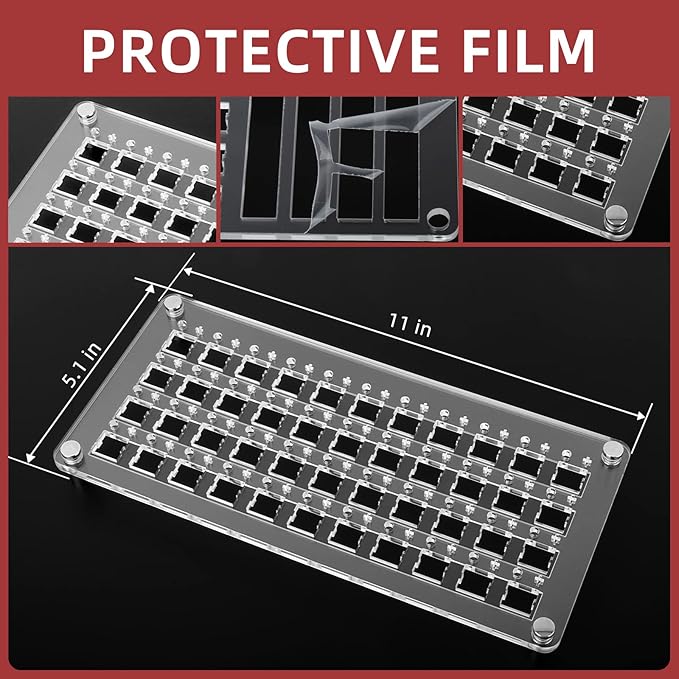 RUNJRX 44 Keyboard Switches Acrylic Lube Station,Switch Films 120Pcs,Switch Opener for MX Cherry Kailh Akko,Lube Tool for Mechanical Keyboard