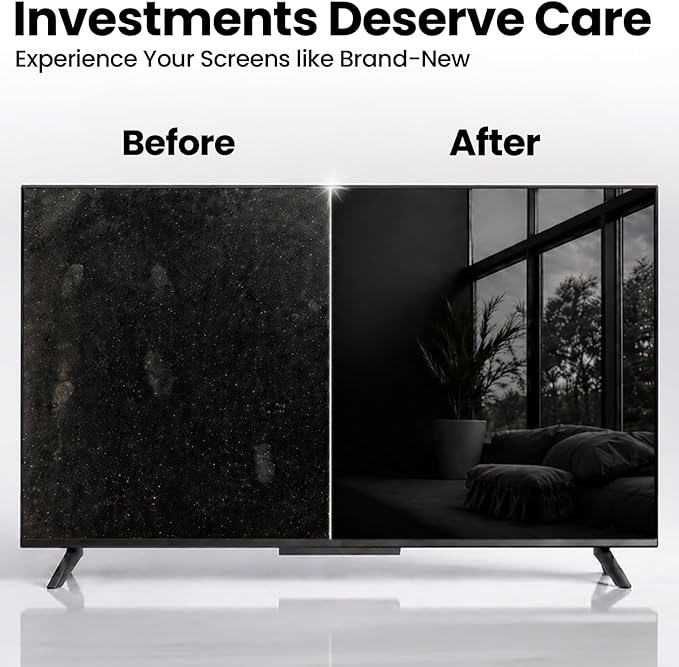 Screen Cleaner Spray - TV Screen Cleaner Spray and Microfiber Cloth kit, Computer Screen Cleaner & Car Screen Cleaner for TV, Monitor, Laptop, MacBook, iPad, iPhone and Electronic Devices - 2 Pack