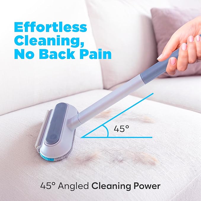 Pet Hair Removal Tool, Reusable Pet Hair Remover for Furniture, Couch, Carpet & Bedding, 17.3" Handle, Wide 7.3" Head, Mini Detail Brush, Easy Clean