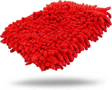 Maxshine Universal Red Chenille Microfiber Wash Pad – Professional High-Efficiency Car Wash Pad & Mitt Alternative – Scr