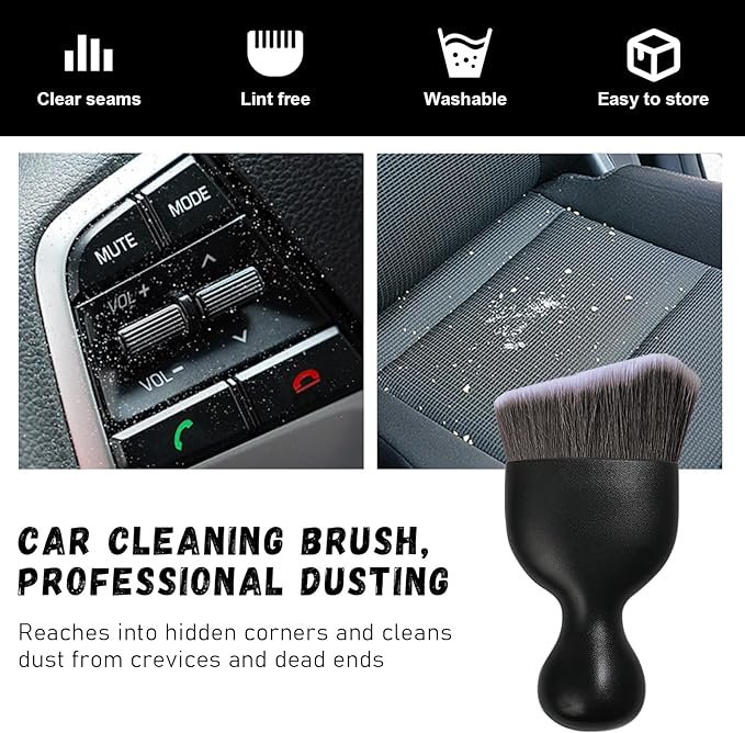 Ziciner 2 PCS Car Detailing Brush, Curved Soft Bristles Auto Removal Dust Collectors, Universal Vehicle Dashboard, Air Conditioner Vents etc Interior Cleaning Tool Accessories (Brown/White)