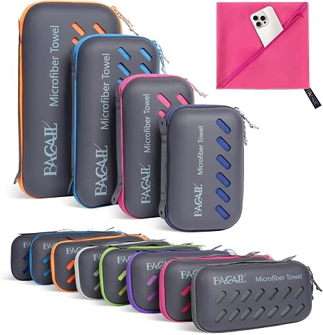 BAGAIL Camping Towel with EVA Case, Compact & Ultra Soft Microfiber Travel Towel - Super Absorbent & Lightweight Quick D
