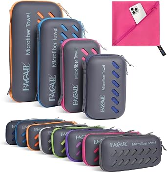 BAGAIL Camping Towel with EVA Case, Compact & Ultra Soft Microfiber Travel Towel - Super Absorbent & Lightweight Quick D