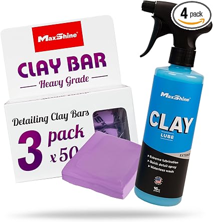 Maxshine Clay Lube Spray (16oz) & Clay Bar Set (3-Pack) | Synthetic Lubricant for Clay Block & Clay Bars | Hyper Slick F